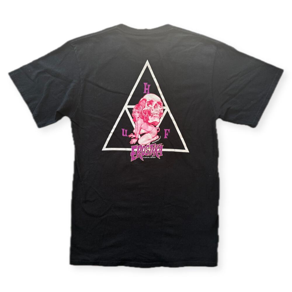 HUF x Erostika Rockin Jelly Bean Triple Triangle Tee Black Mens M Japan